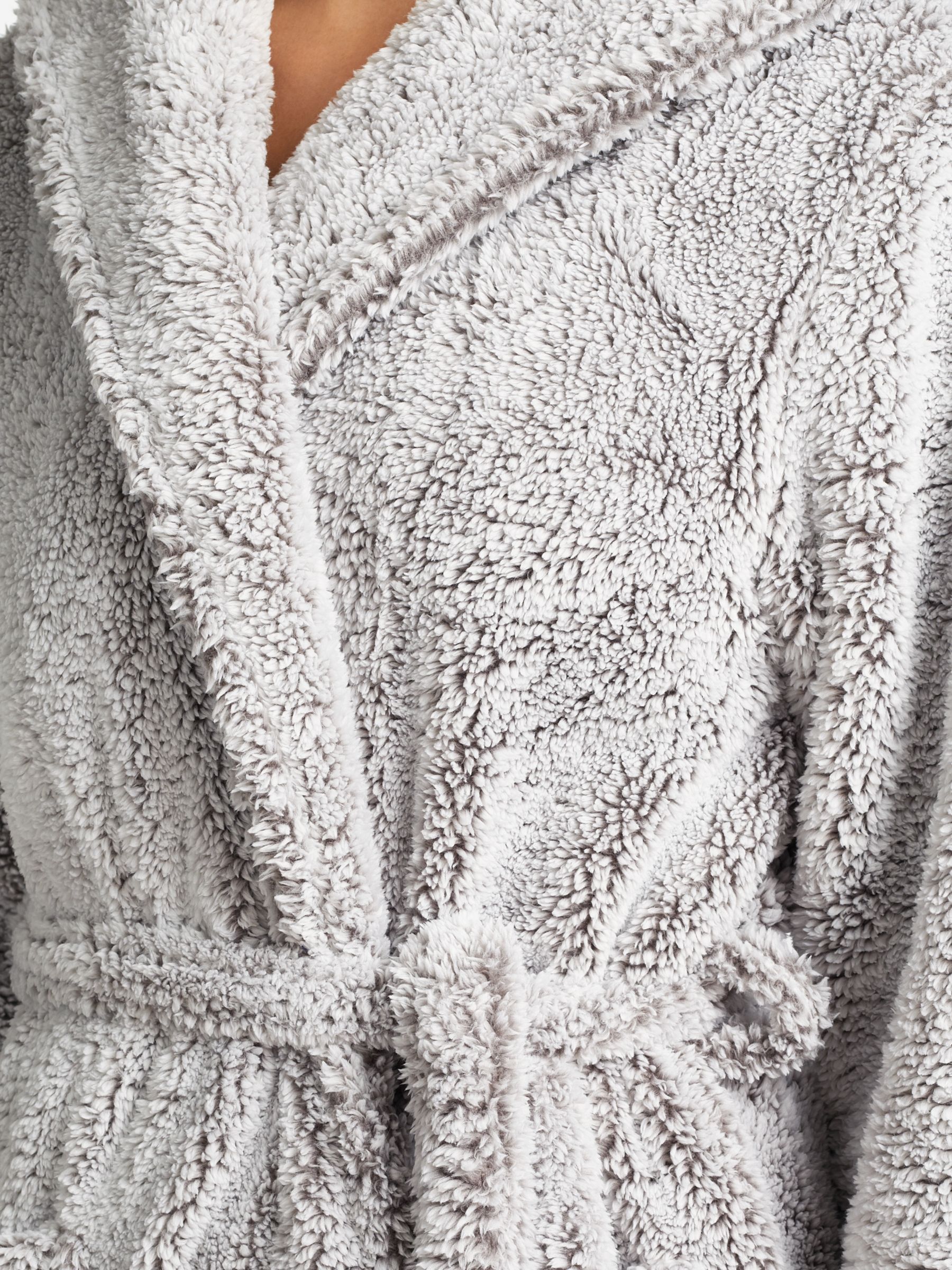 John Lewis Hi Pile Fleece Robe, Grey, S