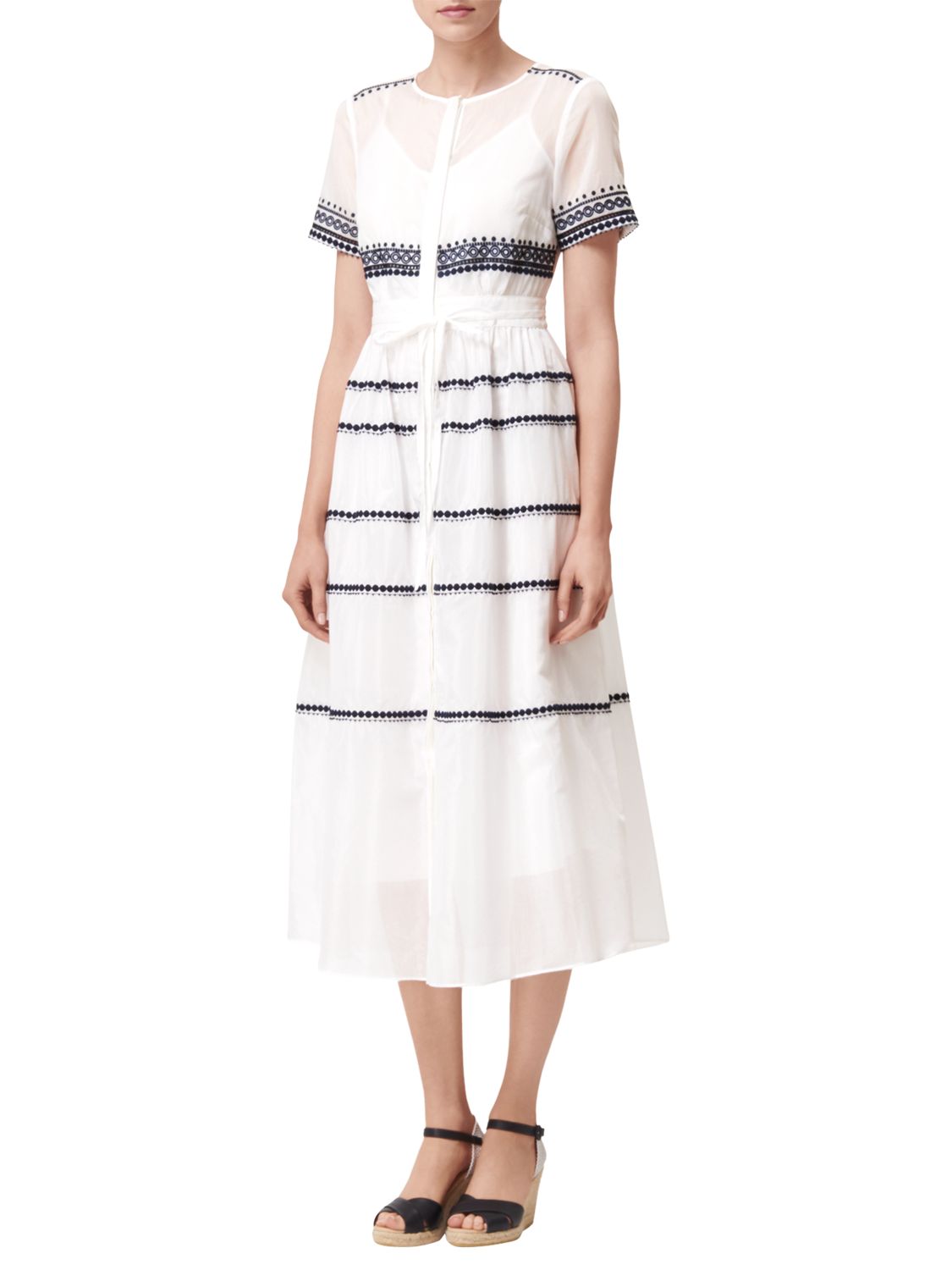 L.K. Bennett Tarley Embroidered Dress, Cream, 6