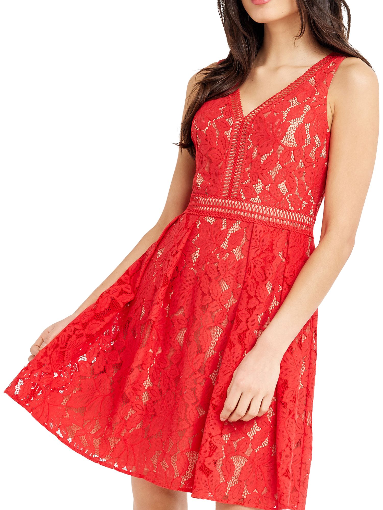 oasis red lace skater dress