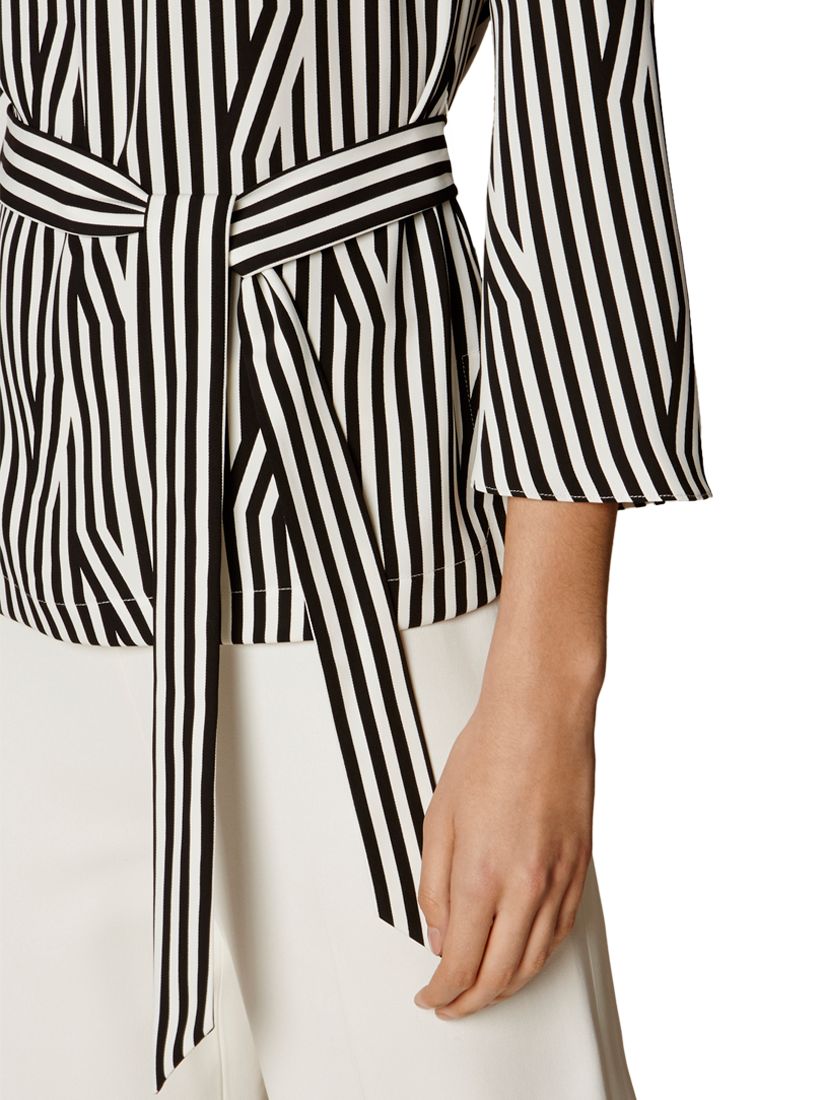 Karen Millen Striped Bardot Top, Black/White