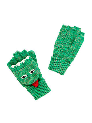 John Lewis Children's Dinosaur Flip Gloves, Green