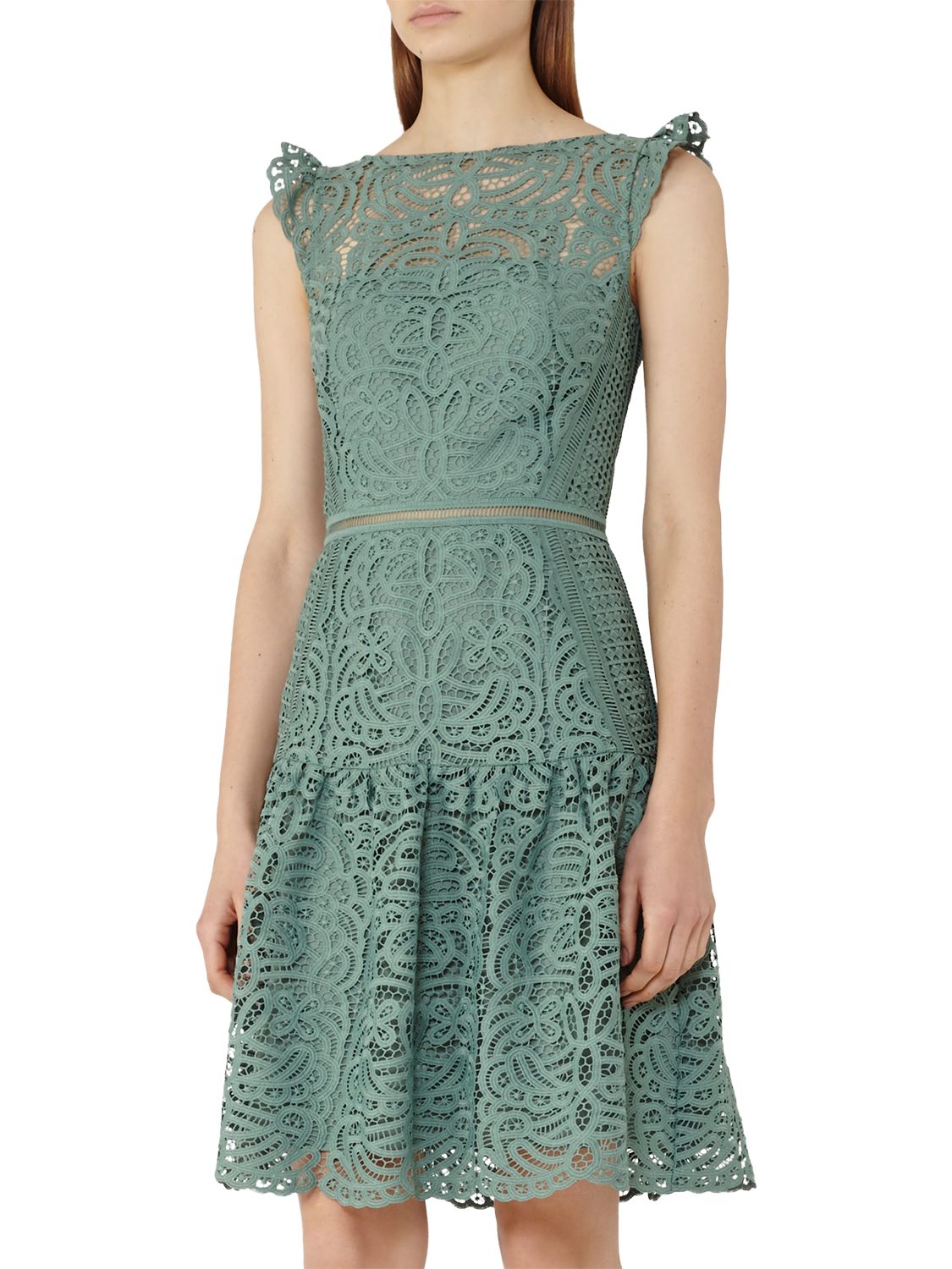 reiss green lace dress