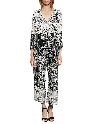French Connection Copley Printed Crepe Blouse, Summer White/Black
