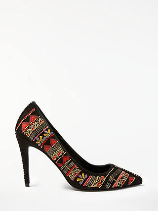 AND/OR Baryn Embellished Court Shoes, Black Suede