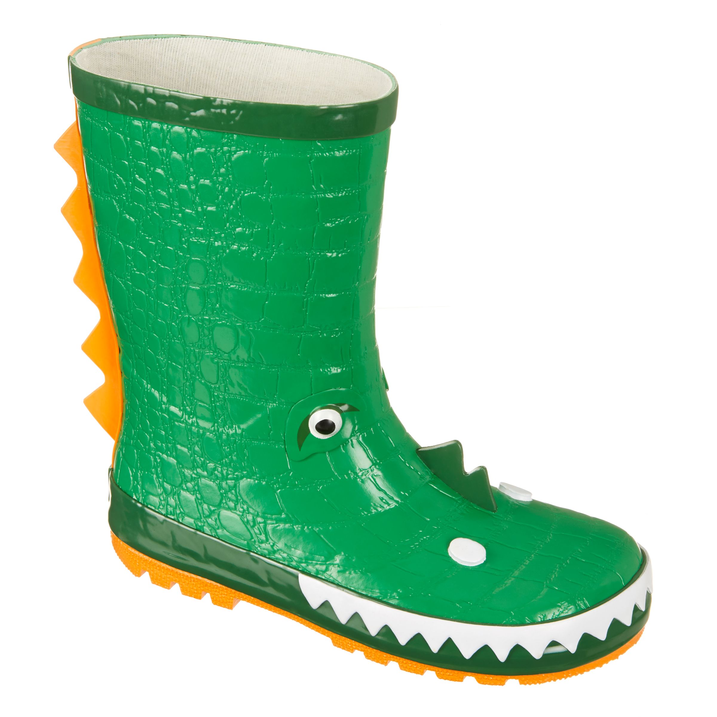 John Lewis & Partners Children's 3D Monster Wellington Boots, Green