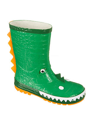 John Lewis & Partners Children's 3D Monster Wellington Boots, Green