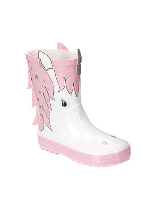 John Lewis & Partners Children's 3D Unicorn Wellington Boots, Pink/White