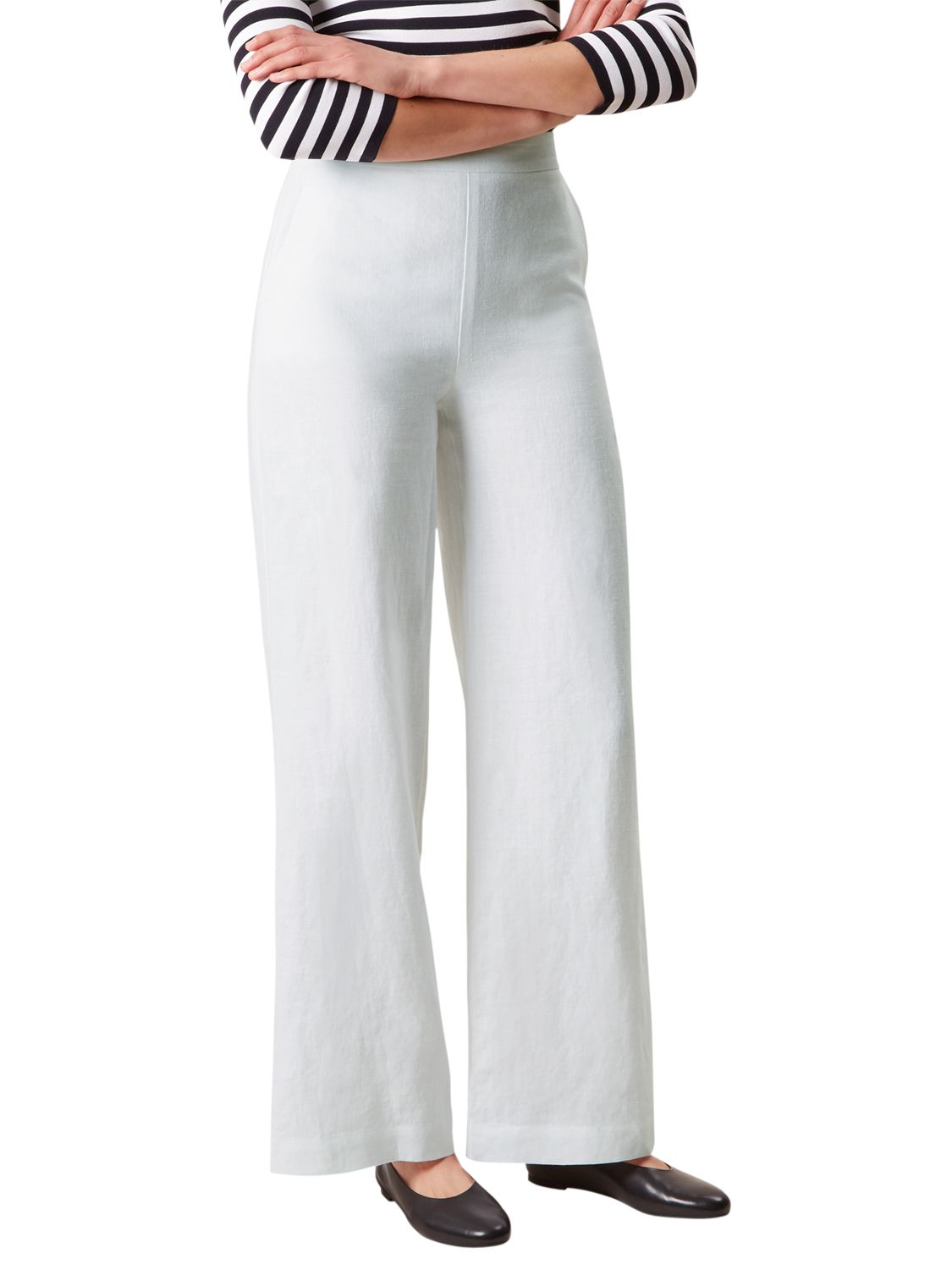 Hobbs Anise Linen Trousers, White, 12