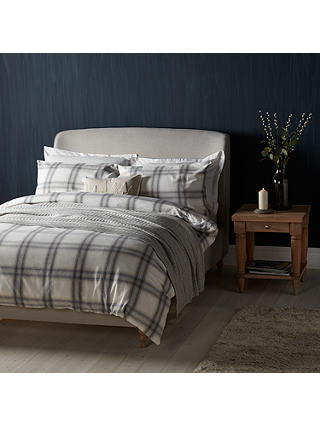 John Lewis & Partners Warm and Cosy Ombre Check Brushed Cotton Duvet Cover and Pillowcase Set, Grey