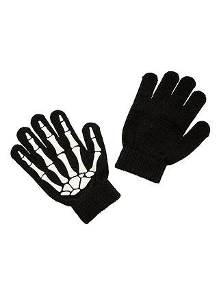 John Lewis & Partners Children's Skeleton Gloves, One size, Black