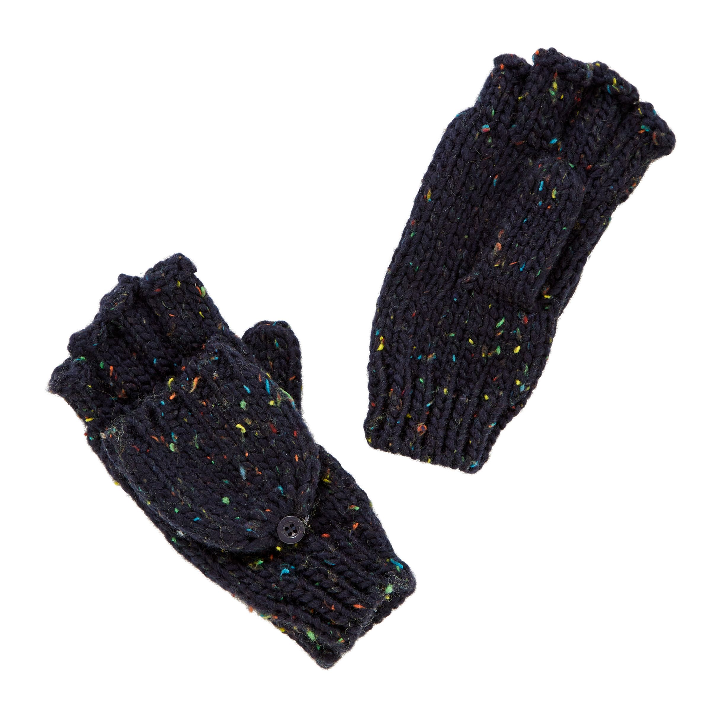 John Lewis Children's Multi Fleck Flip Gloves, Navy