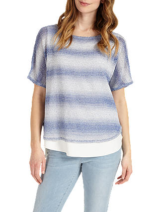 Phase Eight Macey Space Dye Stripe Knitted Top, Blue/White
