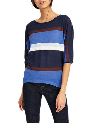 Phase Eight Sarah Striped Knitted Top, Blue