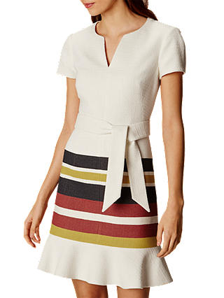 Karen Millen Stripe Tweed Dress, Ivory