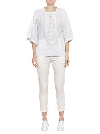 French Connection Oni Cotton Embroidered Blouse, Summer White
