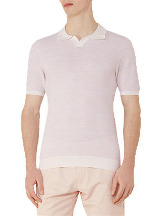 Reiss Thompson Textured Polo Shirt, Pink