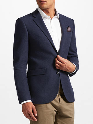John Lewis & Partners Textured Weave Wool Tailored Jacket, Navy