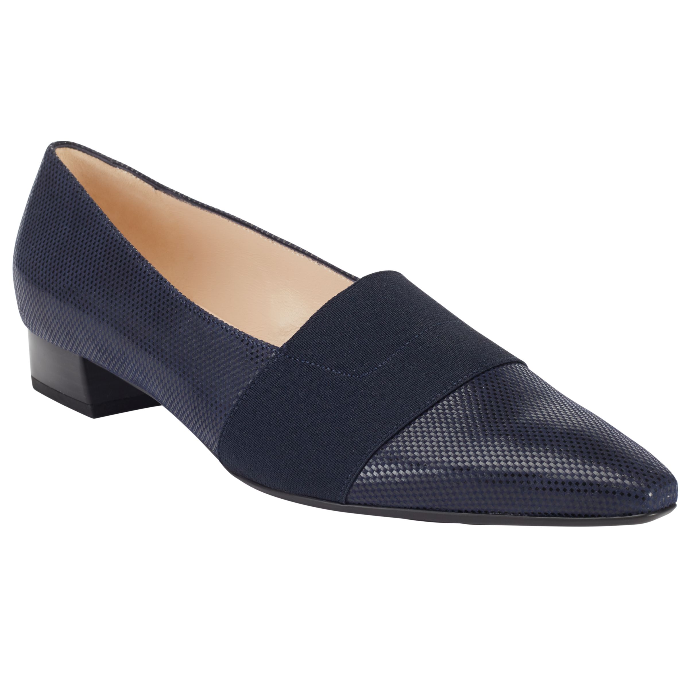 Peter Kaiser Lagos Pointed Toe Court Shoes, Navy Leather at John Lewis ...