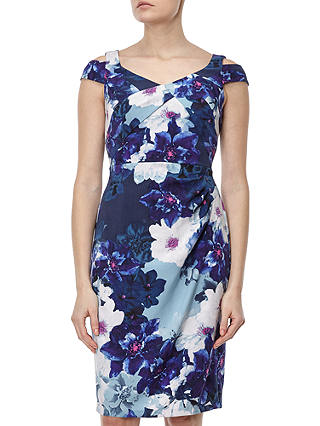Adrianna Papell Cold Shoulder Origami Dress, Blue/Multi