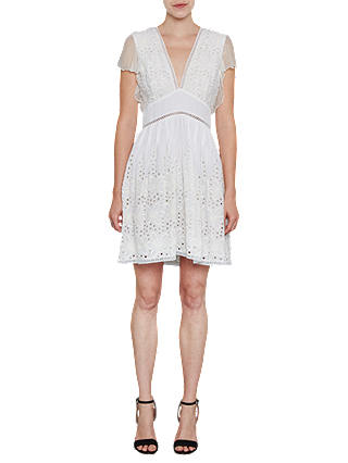 French Connection Hesse Broderie Dress, Summer White