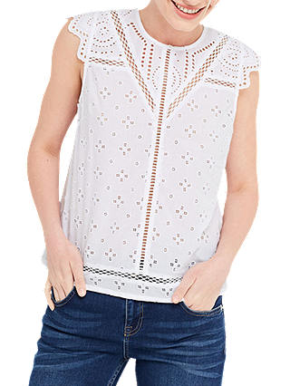 Oasis Broderie Shell Top, White