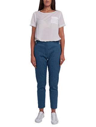 French Connection Indi Bour Linen Tapered Trousers, Indigo