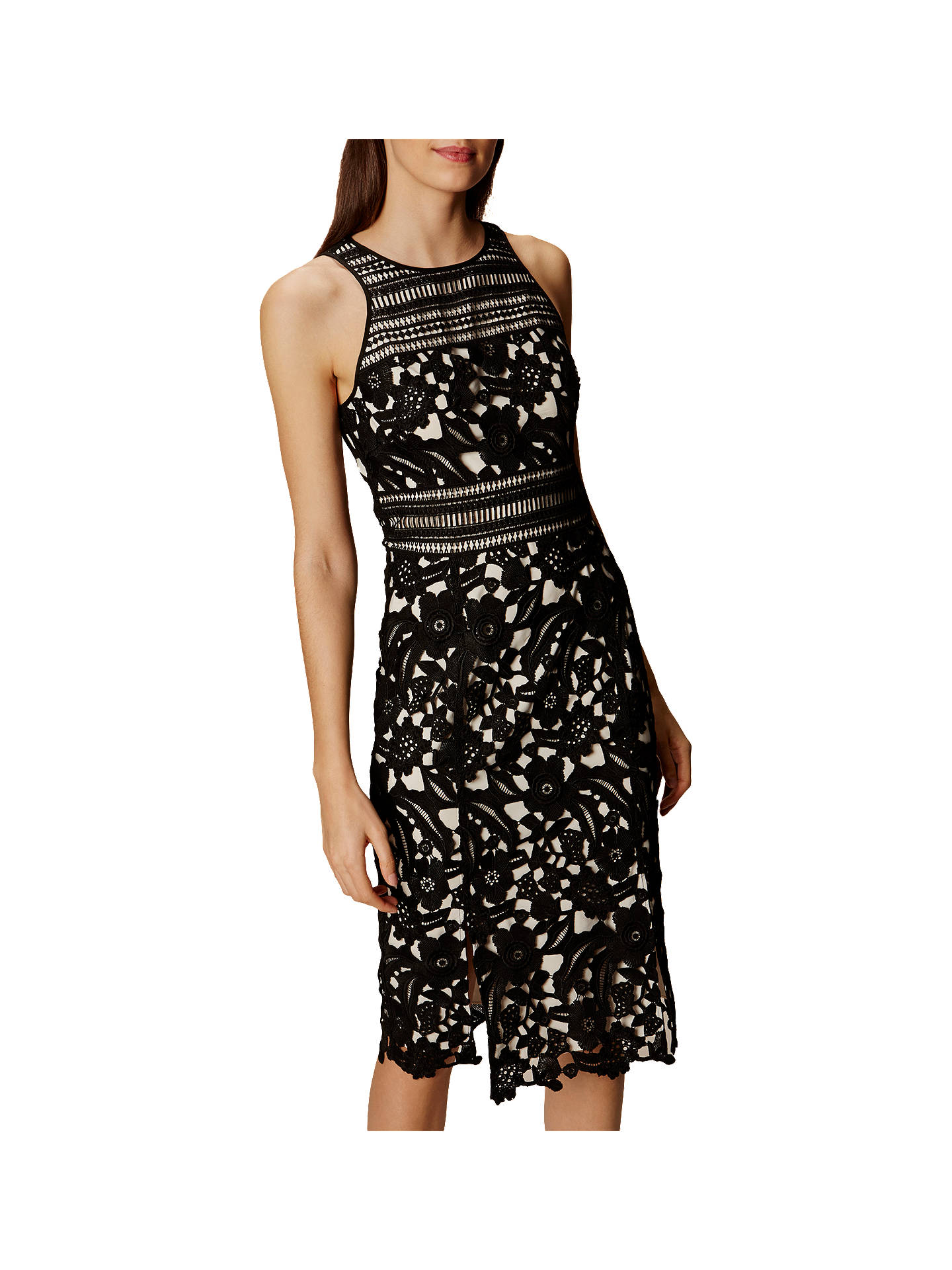 Karen Millen Lace Pencil Dress, Black/Multi at John Lewis & Partners