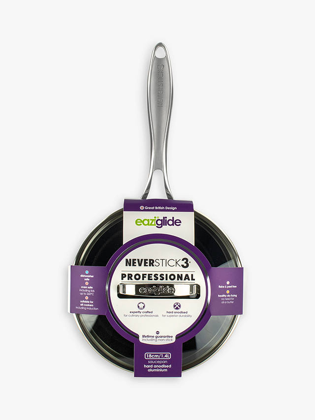 Eaziglide Neverstick3 Professional Non-Stick Saucepan with Lid, Dia.16cm