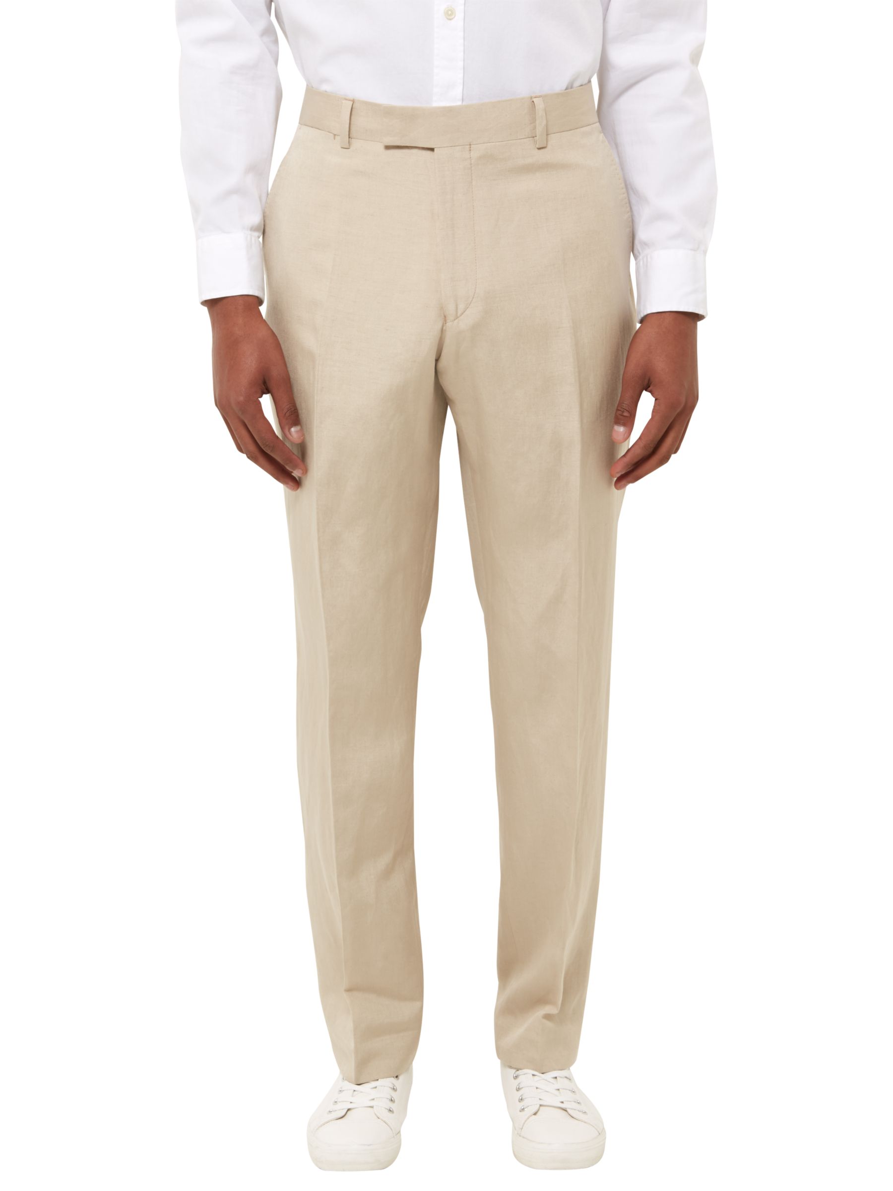 Jaeger Silk Linen Regular Fit Trousers, Straw
