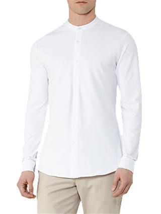 Reiss Harvey Pique Grandad Collar Shirt, White