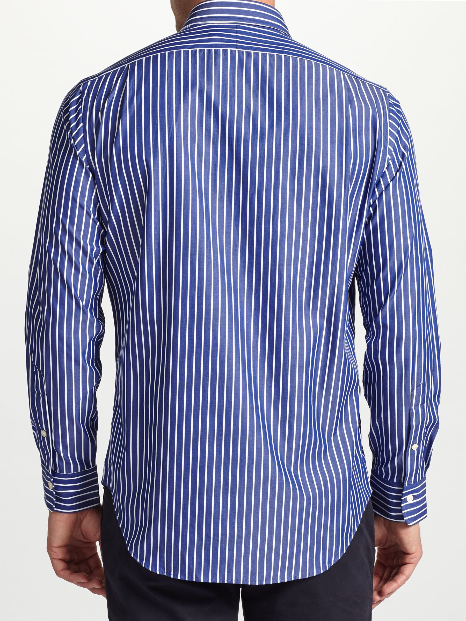 ralph lauren men's blue and white striped shirt