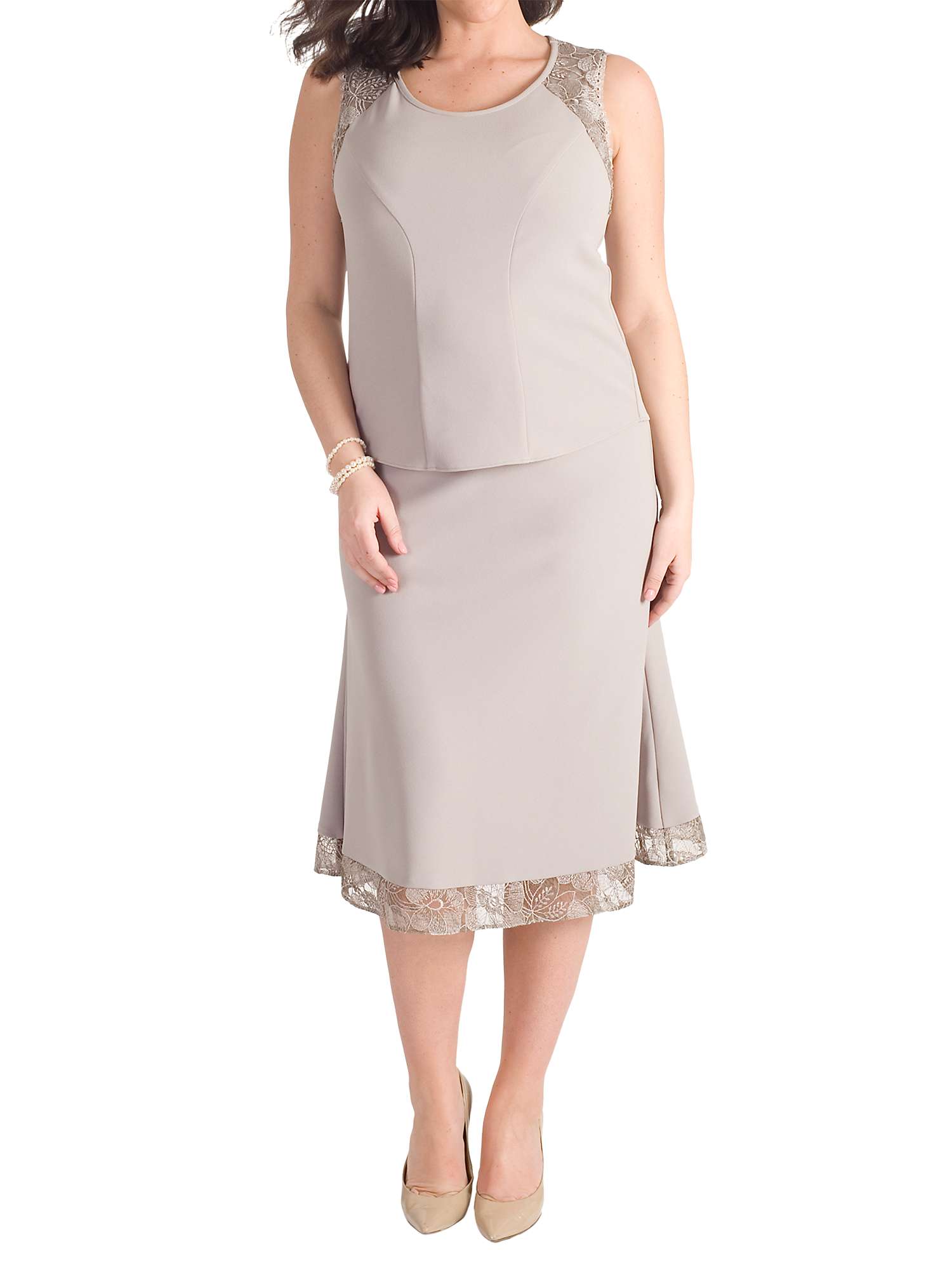 Buy Chesca Lace Trim Jersey Crepe Cami, Mink Online at johnlewis.com