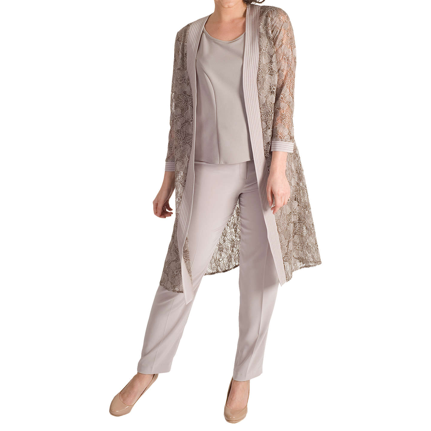 Chesca Embroidered Lace Coat, Mink at John Lewis