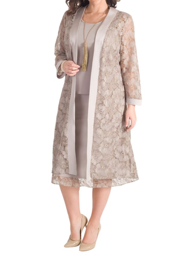 Chesca Embroidered Lace Coat, Mink, 14