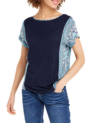 Oasis Scarf Side Patched T-Shirt, Multi/Blue