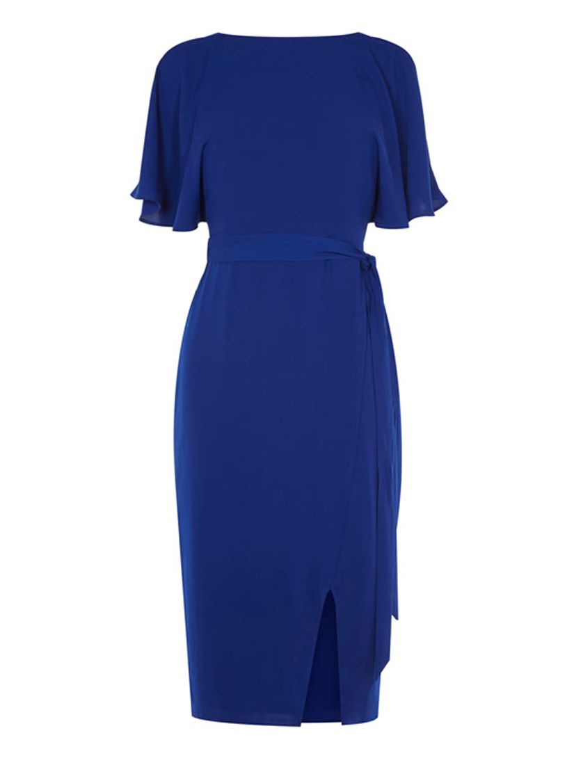 cobalt blue cold shoulder dress