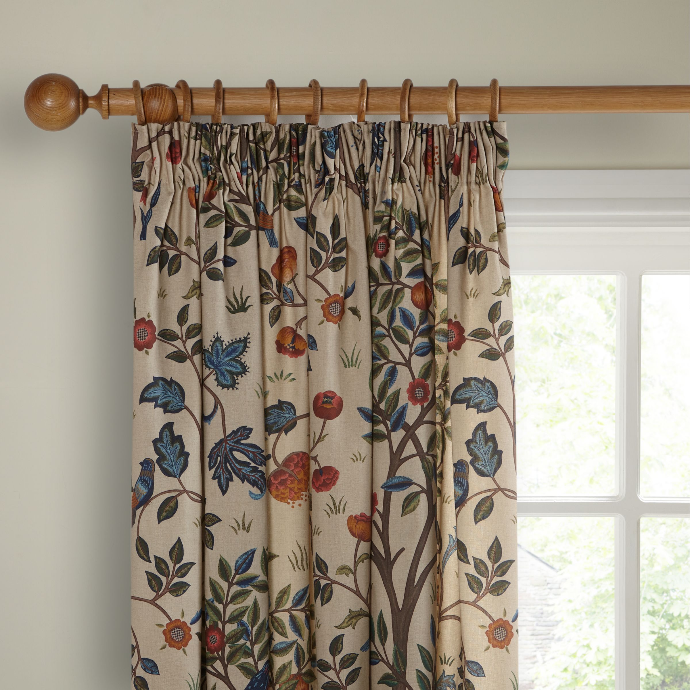 Morris & Co. Kelmscott Tree Pair Lined Pencil Pleat Curtains, Multi ...