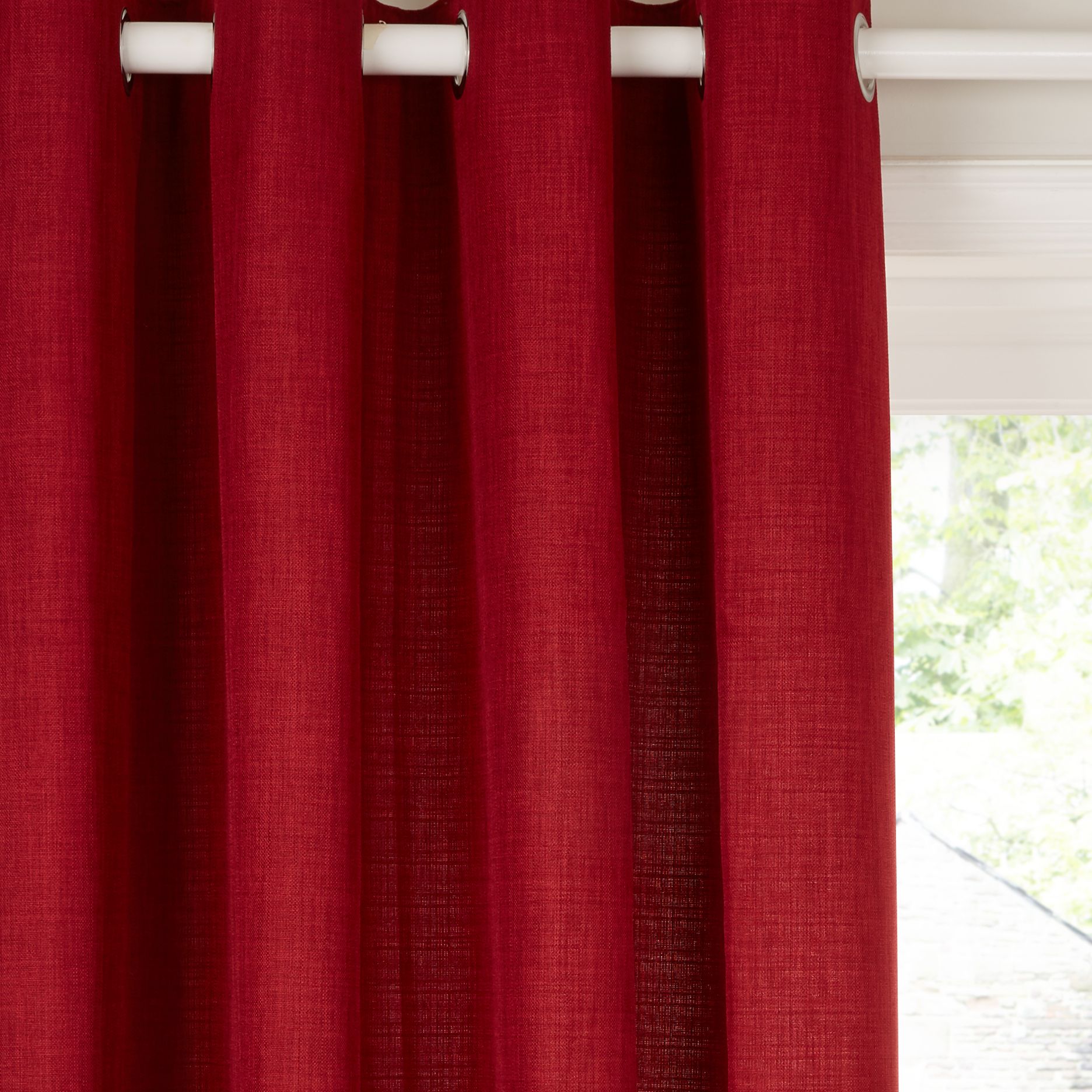 John Lewis & Partners Barathea Pair Lined Eyelet Curtains, Claret