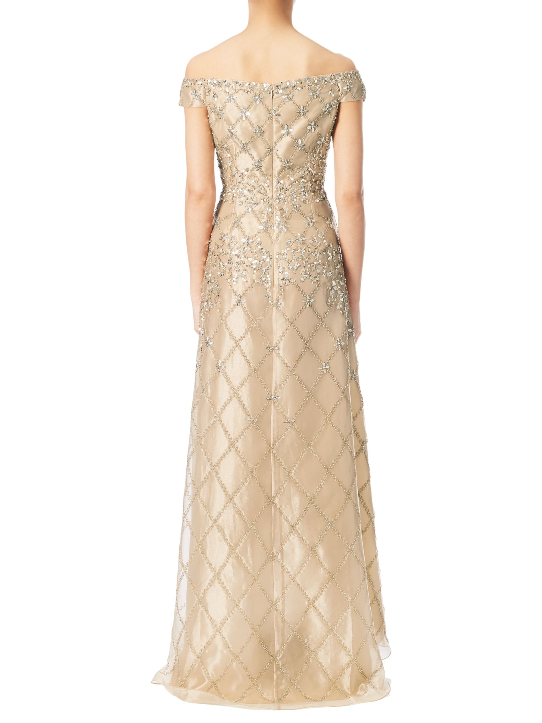 Adrianna Papell Off Shoulder Beaded Organza Gown, Doe at John Lewis ...