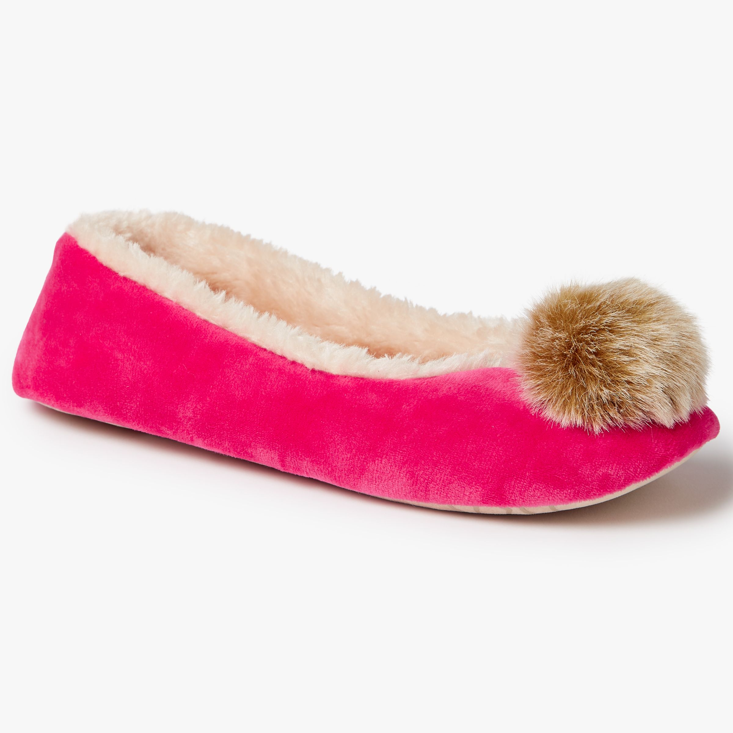 John Lewis Tonal Pom Pom Ballerina Slippers at John Lewis & Partners