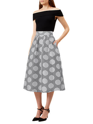 Hobbs May Spotted Skirt, Black/Ivory