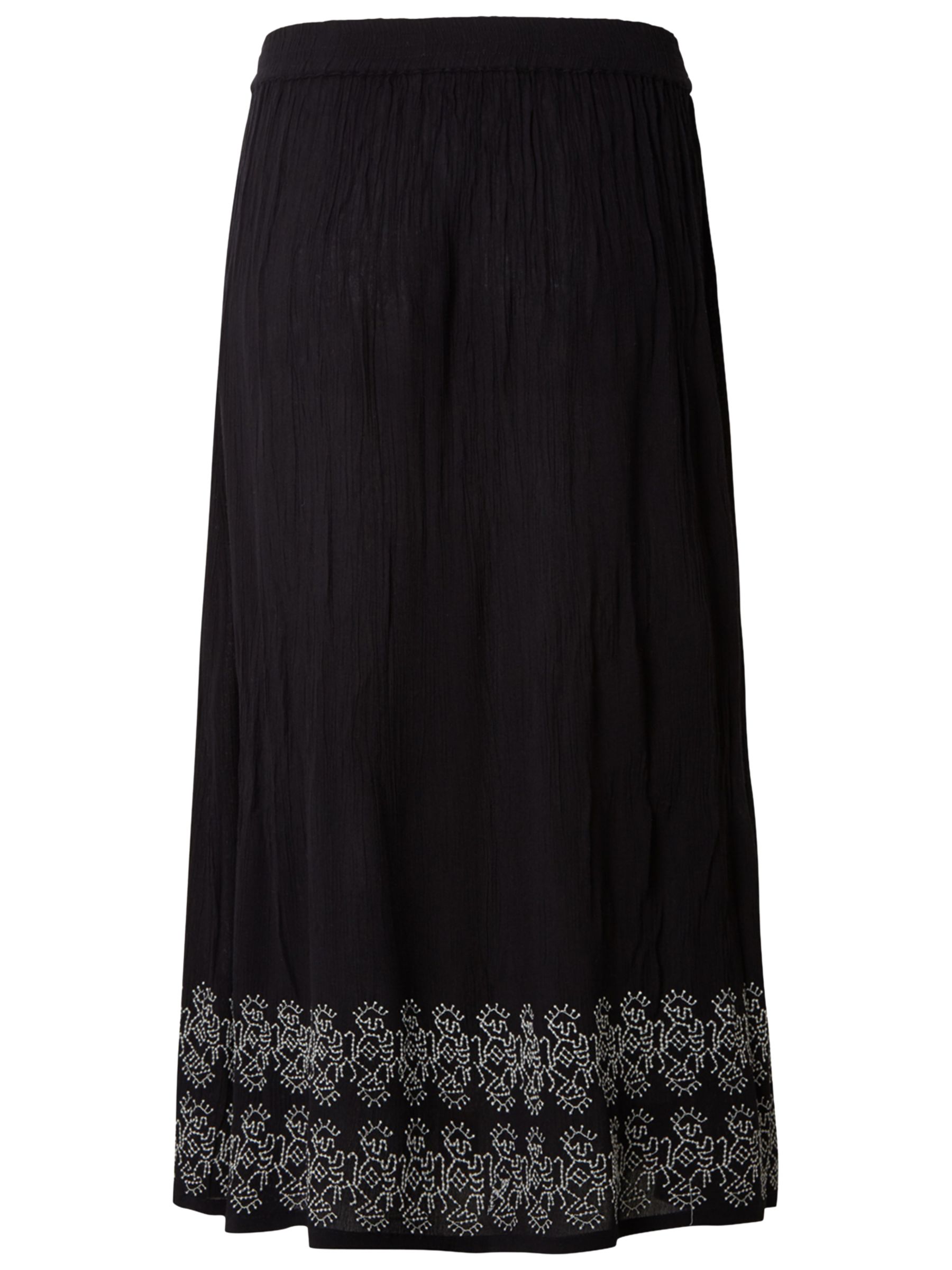 White Stuff Alissa Embroidered Crinkled Skirt, Black