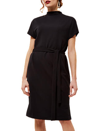 Jaeger Jersey Draped Neck Dress, Black