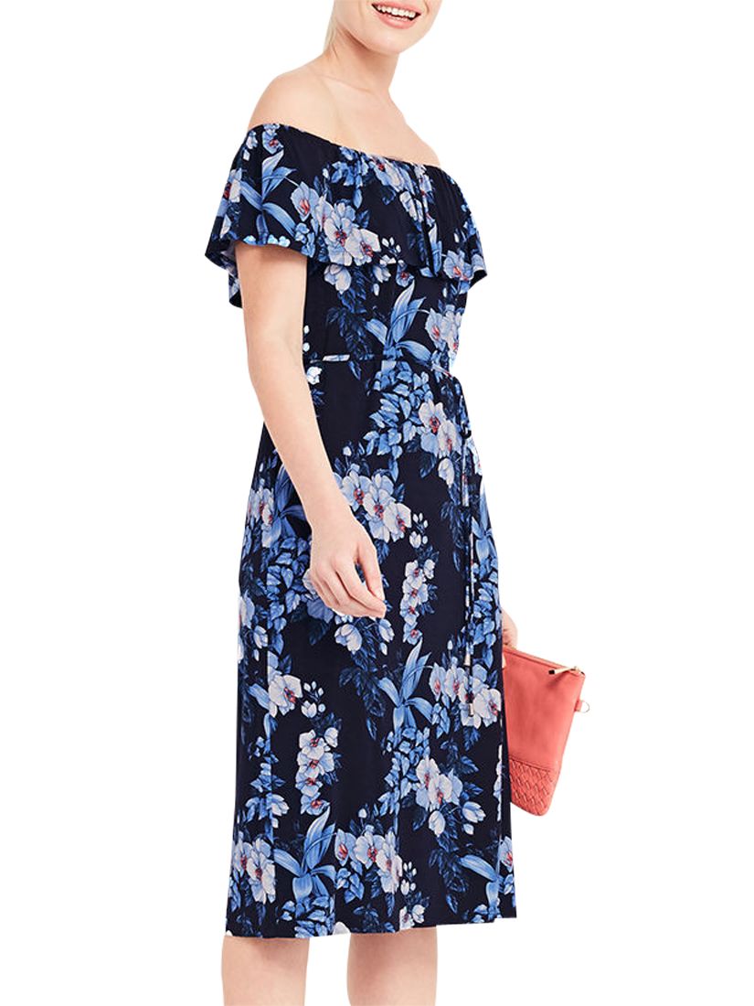 oasis tropical bardot midi dress