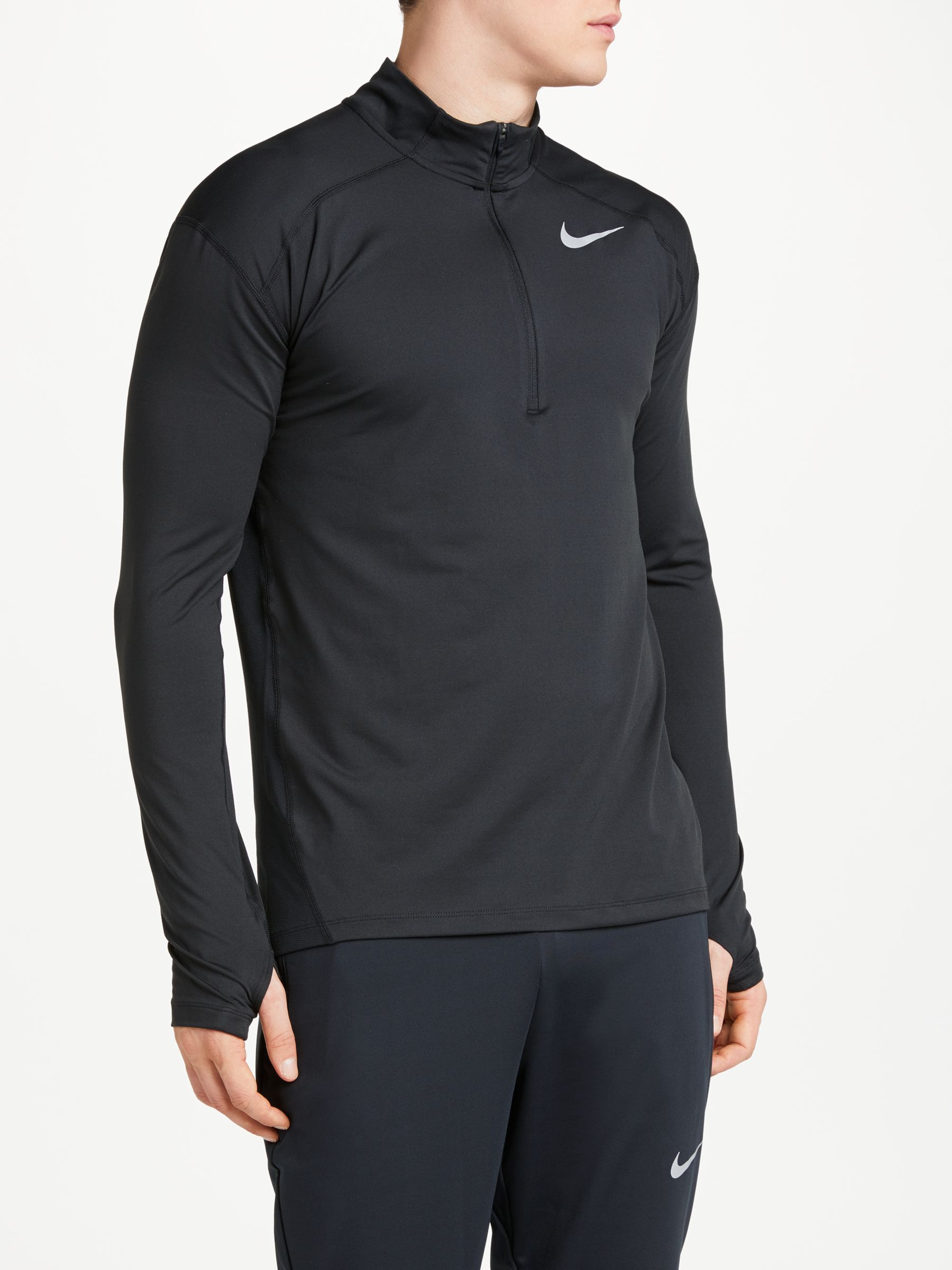 Nike Dry Element Long Sleeve 1/2 Zip Running Top, Black at John Lewis ...