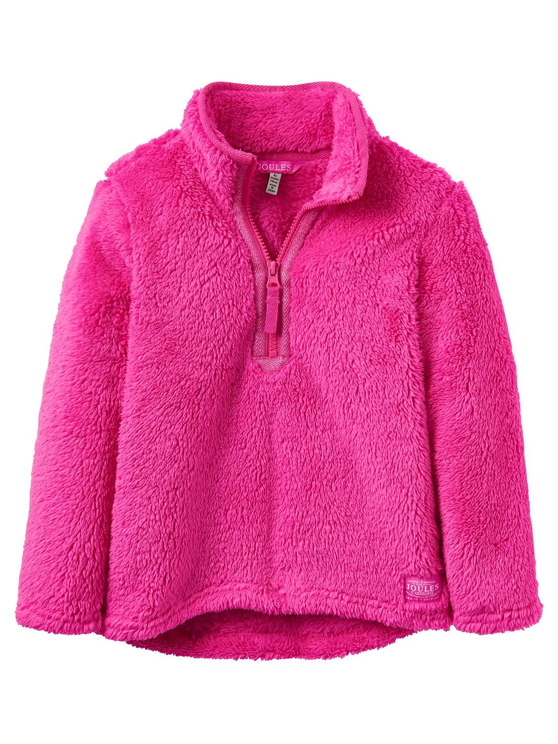 Little Joule Girls' Fluffy Half Zip Fleece, Pink at John Lewis & Partners