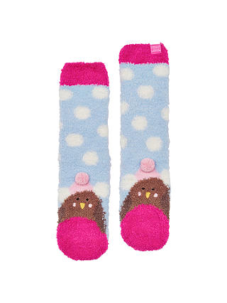 Little Joule Children's Fluffy Robin Socks, Sky Blue
