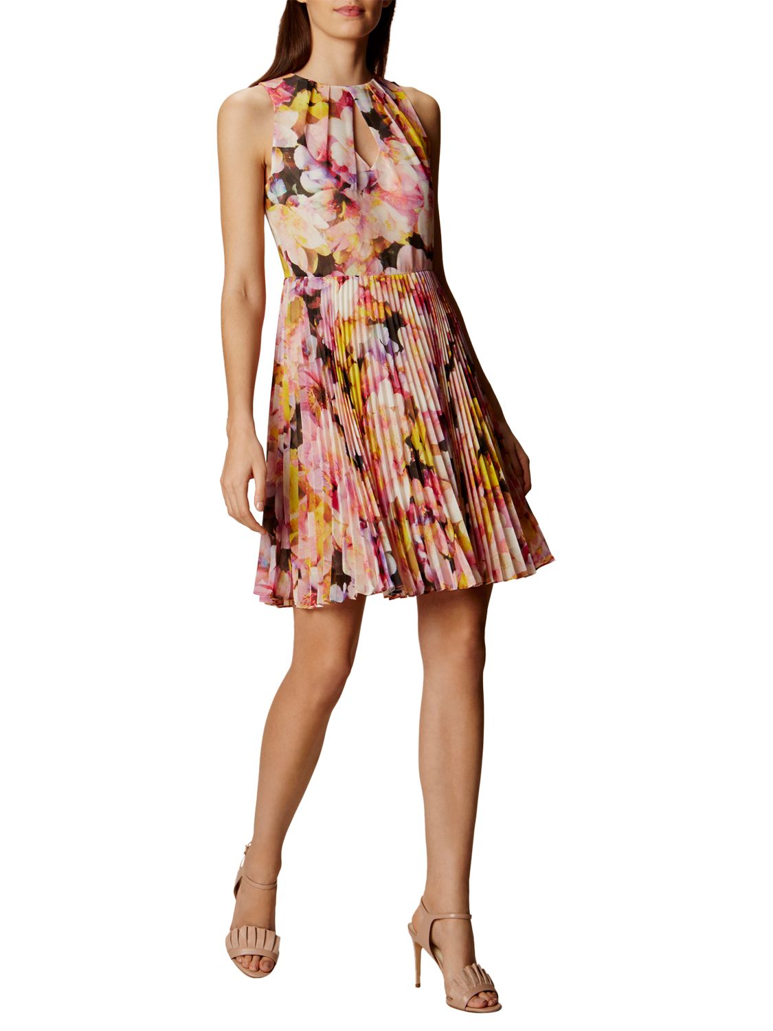Karen Millen Floral Collection Dress, Yellow/Multi at John Lewis & Partners