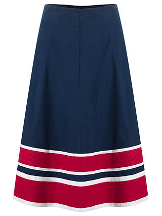 East Striped Hem A Line Skirt, Navy/Bright Red