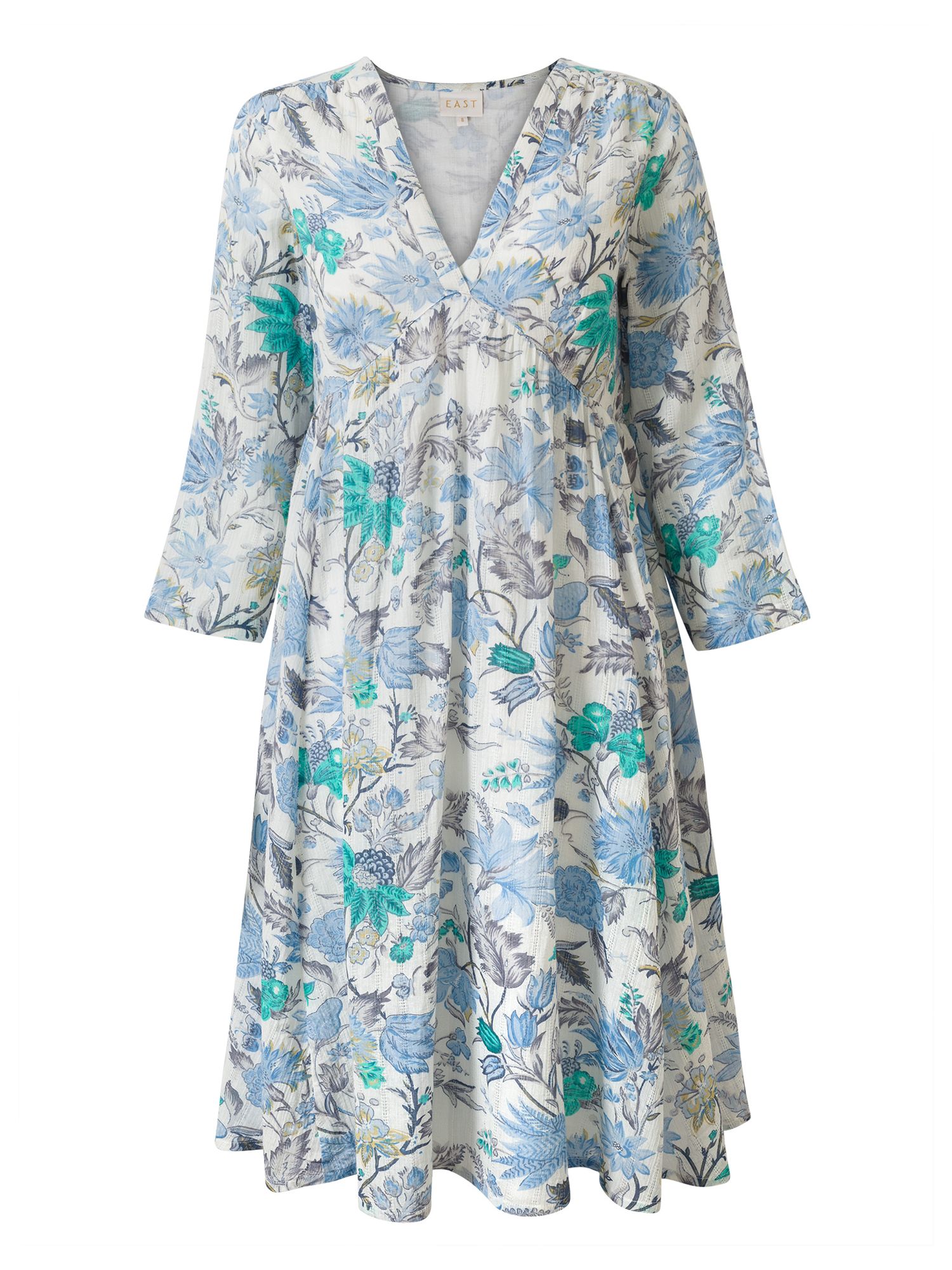 East Marianne Floral Print Dress, Pearl/Multi